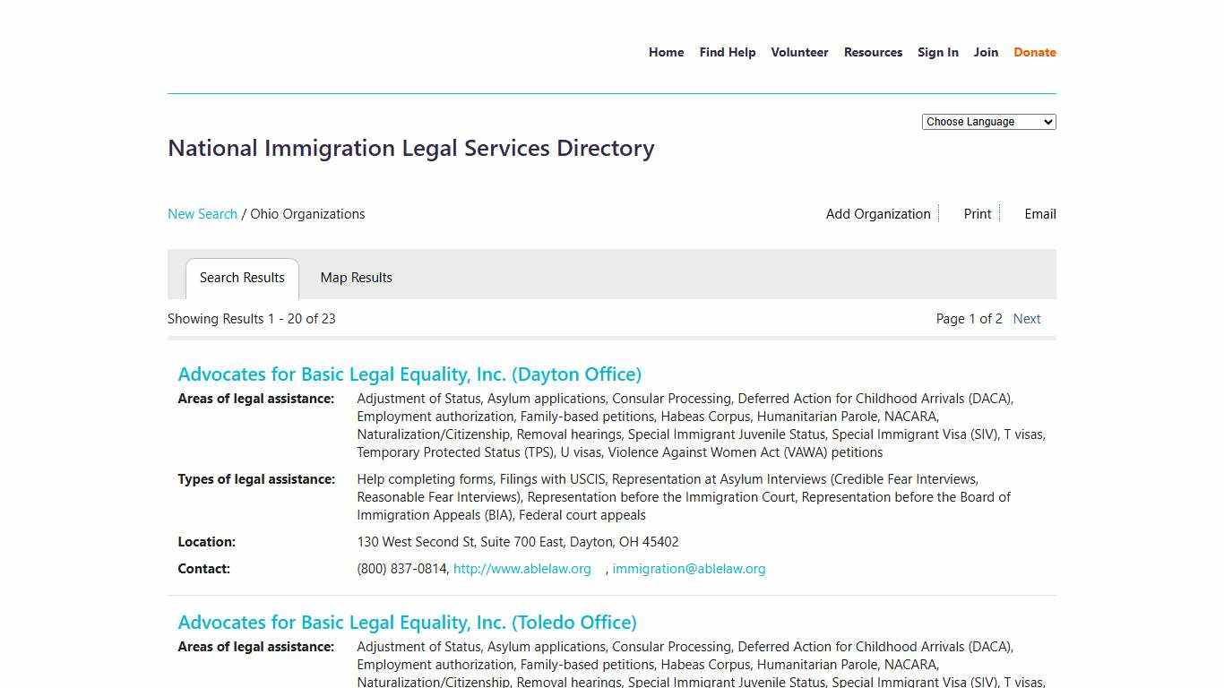 Ohio Organizations - National Immigration Legal Services Directory - Nonprofit Resource Center