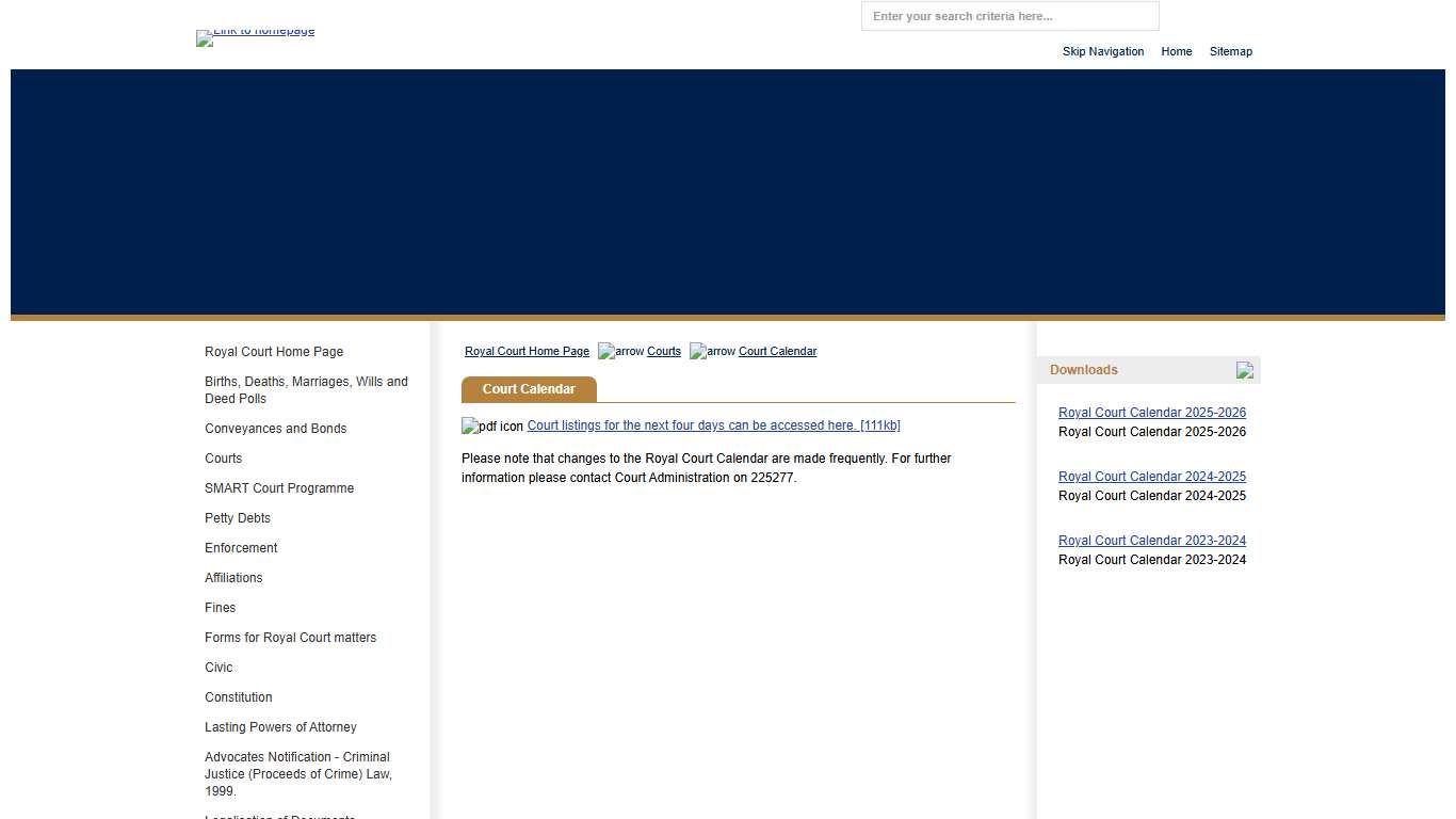 Court Calendar - Royal Court